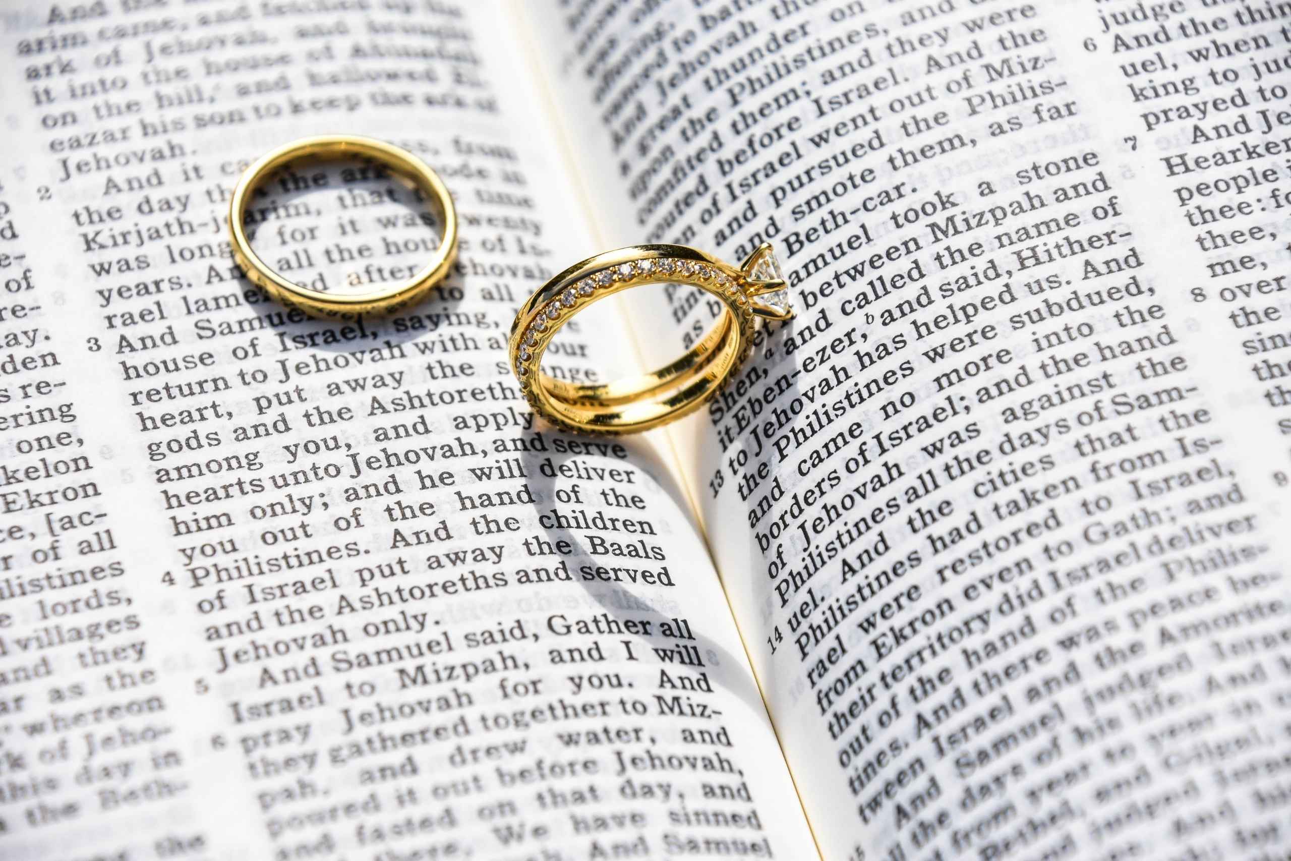 Wedding rings on bible